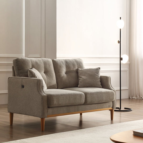 English Elm Living Space Button Tufted Loveseat Waterproof Polyester Upholstery with Usb Port W82057379