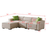 Hearth and Haven Modular L-Shape Sofa Sectional with Convertible Ottoman Chaise, Beige W1097S00036