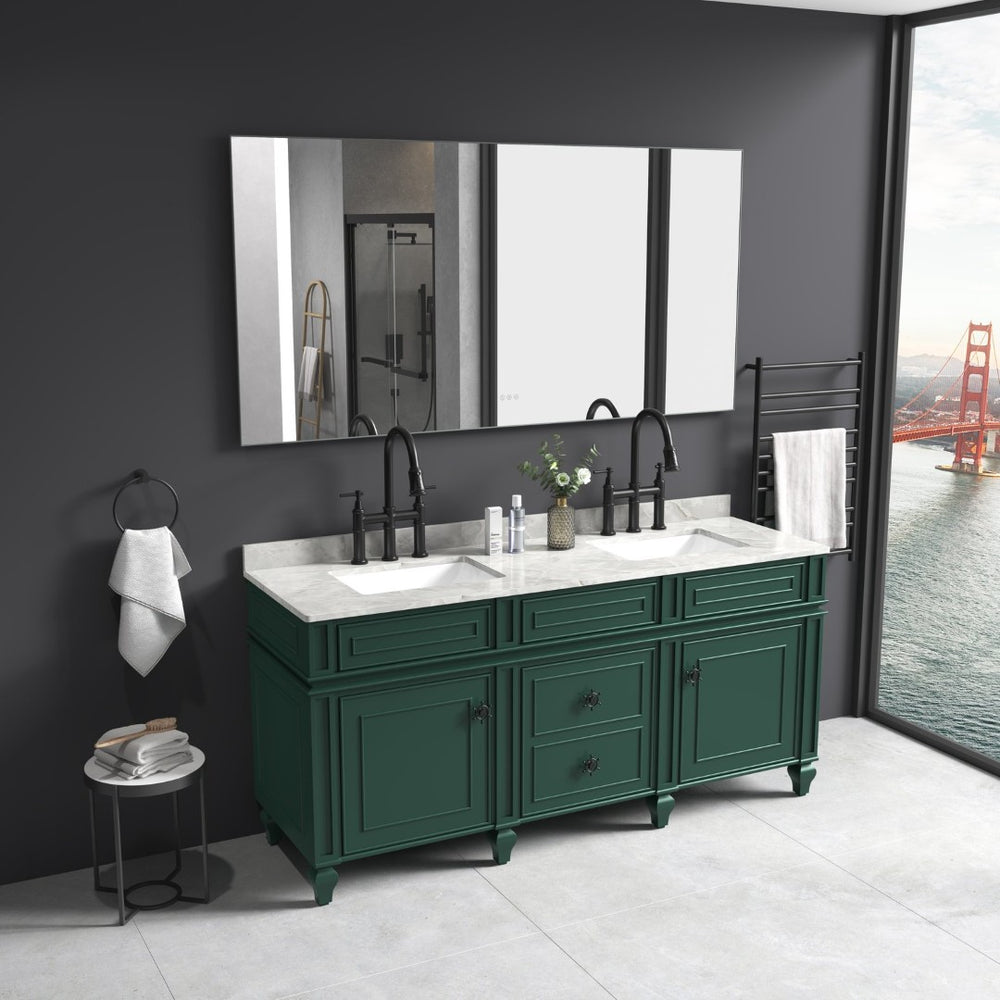 English Elm 84x 36 Inch Black Frame Led Backlit Bathroom Vanity Mirror with Anti-fog W127283668