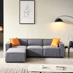 English Elm [Video] Modular Sofa L Shape With Convertible Ottoman Chaise(Grey)