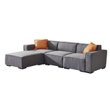 English Elm [Video] Modular Sofa L Shape With Convertible Ottoman Chaise(Grey)