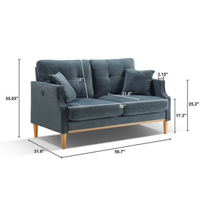 English Elm Living Space Button Tufted Loveseat Waterproof Polyester Usb Charging Contemporary Sofa W82057380