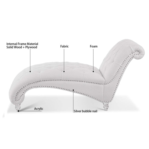 English Elm Tufted Velvet Armless Chaise Lounge with Acrylic Legs for Bedroom or Reading Nook W68056671