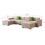 English Elm Modular U Shape Sectional Fabric Sofa (Beige)