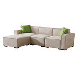 Hearth and Haven Modular L-Shape Sofa Sectional with Convertible Ottoman Chaise, Beige W1097S00036