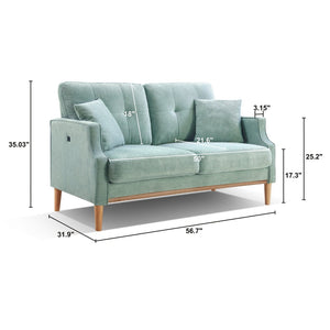 English Elm Living Space Button Tufted Loveseat Waterproof Polyester Usb Charging Contemporary Sofa W82057381