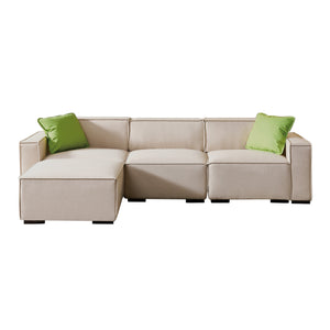 Hearth and Haven Modular L-Shape Sofa Sectional with Convertible Ottoman Chaise, Beige W1097S00036