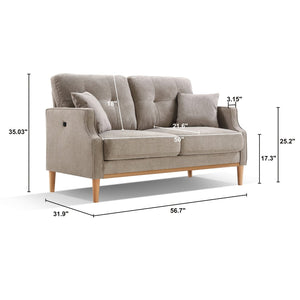 English Elm Living Space Button Tufted Loveseat Waterproof Polyester Upholstery with Usb Port W82057379
