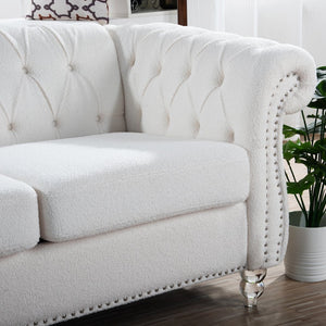 English Elm 84.65" Tufted Chesterfield Velvet Sofa with Acrylic Legs for Modern Living Rooms W68058494