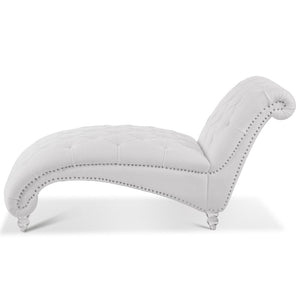 English Elm Tufted Velvet Armless Chaise Lounge with Acrylic Legs for Bedroom or Reading Nook W68056671
