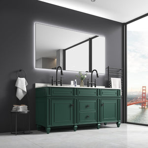 English Elm 84x 36 Inch Black Frame Led Backlit Bathroom Vanity Mirror with Anti-fog W127283668