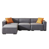 English Elm [Video] Modular Sofa L Shape With Convertible Ottoman Chaise(Grey)