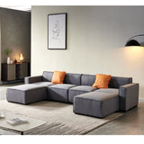 English Elm Modular U Shape Sectional Fabric Sofa (Grey)