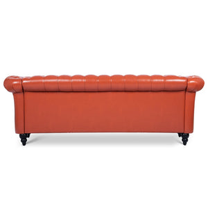 English Elm 84.65" Tufted Pu Leather Chesterfield Sofa with Pocket Spring Support for Living Rooms W68056682