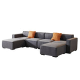 English Elm Modular U Shape Sectional Fabric Sofa (Grey)