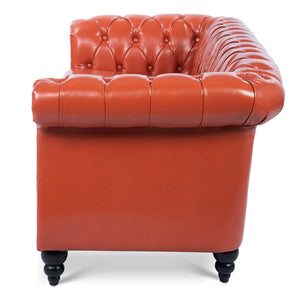 English Elm 84.65" Tufted Pu Leather Chesterfield Sofa with Pocket Spring Support for Living Rooms W68056682