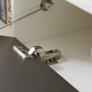 English Elm FashionTV LED TV Stand with 16 RGB Backlight, Remote, Sturdy E1 Particleboard Cabinet, White/Dark Gray W67936019