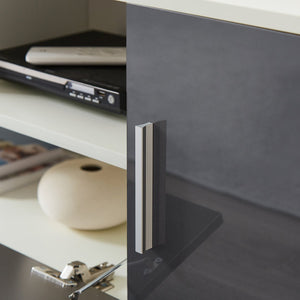 English Elm FashionTV LED TV Stand with 16 RGB Backlight, Remote, Sturdy E1 Particleboard Cabinet, White/Dark Gray W67936019