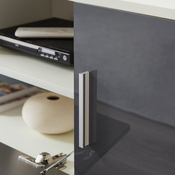 English Elm FashionTV LED TV Stand with 16 RGB Backlight, Remote, Sturdy E1 Particleboard Cabinet, White/Dark Gray W67936019