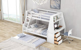 Hearth and Haven Harmonara Twin over Full Bunk Bed with Trundle and Built-in Desk, White GX000316AAK