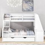 Hearth and Haven Harmonara Twin over Full Bunk Bed with Trundle and Built-in Desk, White GX000316AAK