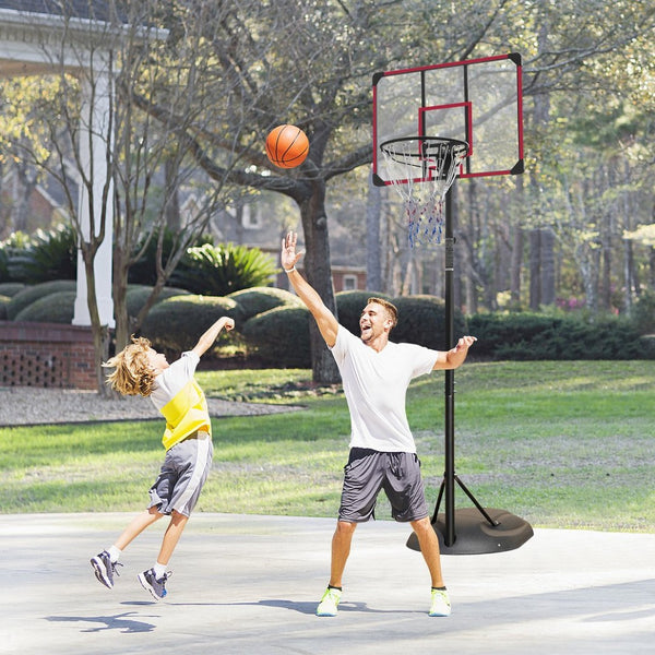 English Elm Portable Basketball Hoop Steel Frame Adjustable Height 7.5 to 9.2 Ft with Wheels W140860513
