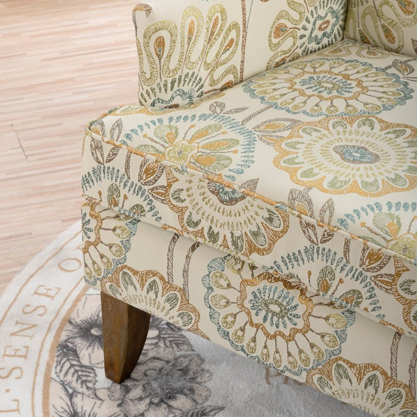 English Elm Accent Chair with Bubble Nail Trim Birch Legs and High Back for Living Room W68041067