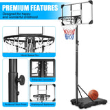 Hearth and Haven Teenagers Youth Height Adjustable 5.6 To 7Ft Basketball Hoop 28 Inch Backboard Portable Basketball Goal System with Stable Base and Wheels, Use For Indoor Outdoor W140860512
