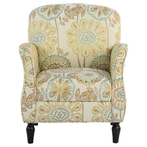 English Elm Accent Chair Mid Century Modern Woven Fabric Birch Legs Ergonomic Living Room Seat W68041398