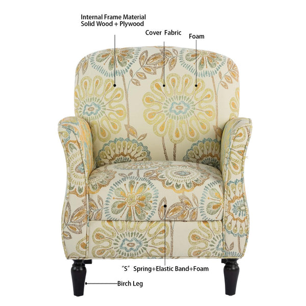 English Elm Accent Chair Mid Century Modern Woven Fabric Birch Legs Ergonomic Living Room Seat W68041398