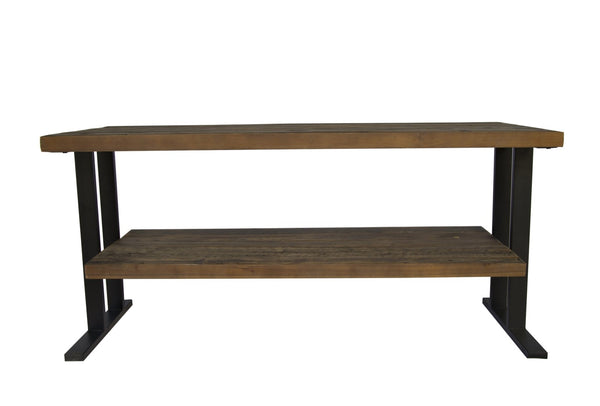 English Elm Media Console Table Reclaimed Wood Open Shelf Industrial Living Room Tv Stand W142562432