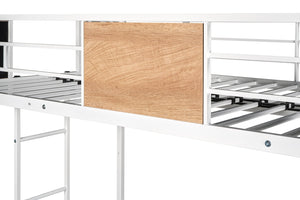 English Elm Metal Twin over Full Bunk Bed with Trundle, Anti-Noise Design, Full Guardrail, Sturdy Steel Frame, Space-SavingComfort W42752429