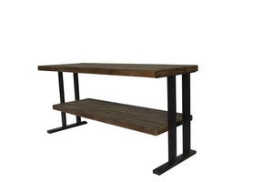 English Elm Media Console Table Reclaimed Wood Open Shelf Industrial Living Room Tv Stand W142562432