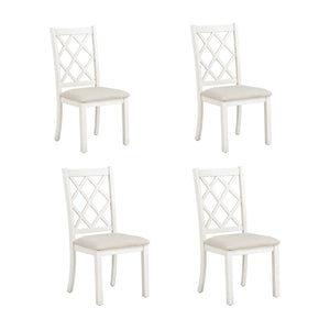 English Elm TOPMAX Mid-Century 5-Piece Round Dining Set for 4 with Upholstered Cross-Back Chairs, Durable Design Walnut N717S000226D