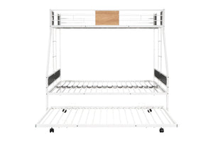 English Elm Metal Twin over Full Bunk Bed with Trundle, Anti-Noise Design, Full Guardrail, Sturdy Steel Frame, Space-SavingComfort W42752429