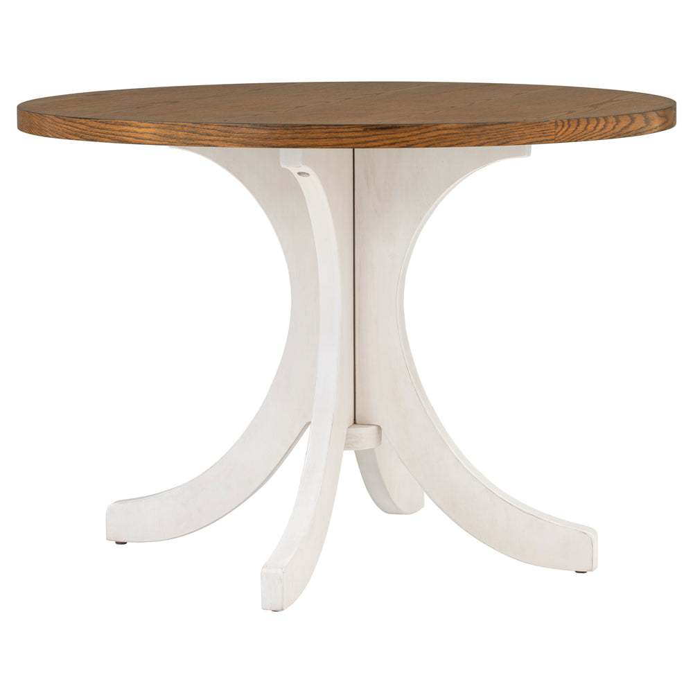 English Elm TOPMAX Mid-Century Round Dining Table 42" for Small Spaces, Walnut Top Cream White Frame, Durable Elegance WF296298AAD