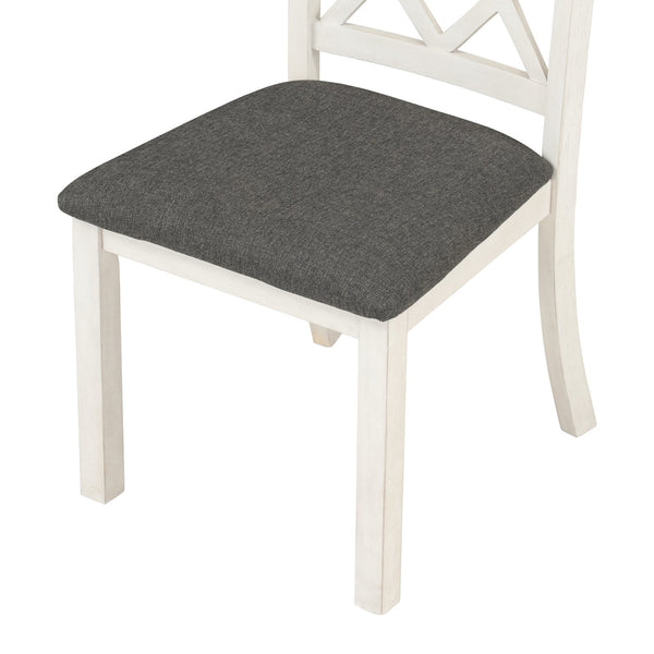 English Elm TOPMAX Mid-Century 5-Piece Round Dining Set for 4 with Upholstered Cross-Back Chairs, Durable Design Brown N717S000226E