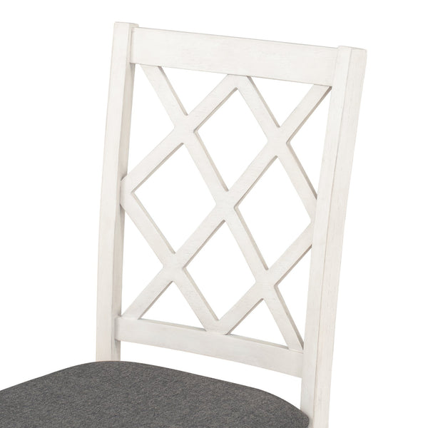 English Elm TOPMAX Mid-Century 5-Piece Round Dining Set for 4 with Upholstered Cross-Back Chairs, Durable Design Brown N717S000226E