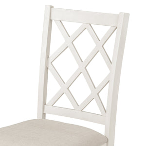 English Elm TOPMAX Mid-Century 5-Piece Round Dining Set for 4 — Walnut Table, Beige Upholstered Cross-Back Chairs SH000226AAD