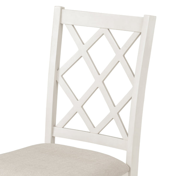 English Elm TOPMAX Mid-Century 5-Piece Round Dining Set for 4 — Walnut Table, Beige Upholstered Cross-Back Chairs SH000226AAD