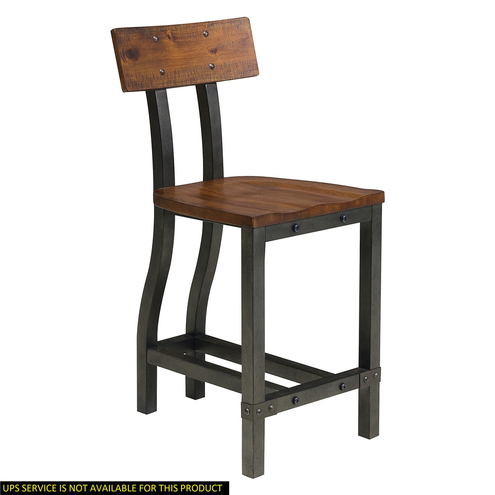 English Elm Rustic Holverson Counter Height Chairs Set of 2 – Gunmetal Frame, Rustic Brown Acacia Veneer, Industrial Flair B01163350