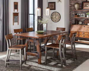 English Elm Rustic Holverson Counter Height Dining Table with Gunmetal Frame, Acacia Veneer, Industrial Chic B01163349