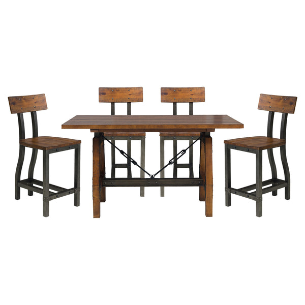 English Elm Rustic Holverson Counter Height Dining Table with Gunmetal Frame, Acacia Veneer, Industrial Chic B01163349