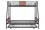 Hearth and Haven Metal Twin Over Full Bunk Bed with Trundle/ Heavy-Duty Sturdy Metal/ Noise Reduced/ Safety Guardrail/ Wooden Decoration/ Convenient Trundle / Bunk Bed For Three/ Cpc Certified/ No Box Spring Needed W42752428