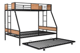 Hearth and Haven Metal Twin Over Full Bunk Bed with Trundle/ Heavy-Duty Sturdy Metal/ Noise Reduced/ Safety Guardrail/ Wooden Decoration/ Convenient Trundle / Bunk Bed For Three/ Cpc Certified/ No Box Spring Needed W42752428