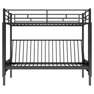 English Elm Twin Twin over Full Metal Bunk Bed with Integrated Ladder, Full-Length Guardrail, Futon-Ready Versatile Design Black N7090000674B