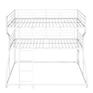 English Elm Full Triple Bunk Bed XL over Twin XL over Queen with Angled Ladder, Guardrails & Space-Saving Design White GX000619AAK