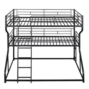 English Elm Full Triple Bunk Bed XL over Twin XL over Queen with Angled Ladder, Guardrails & Space-Saving Design Black GX000619AAB