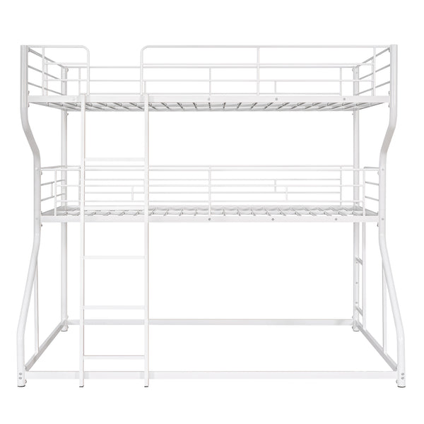 English Elm Full Triple Bunk Bed XL over Twin XL over Queen with Angled Ladder, Guardrails & Space-Saving Design White GX000619AAK