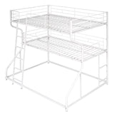 Hearth and Haven Aspire Full XL over Twin XL over Queen Size Triple Bunk Bed with Long and Short Ladder, White GX000619AAK